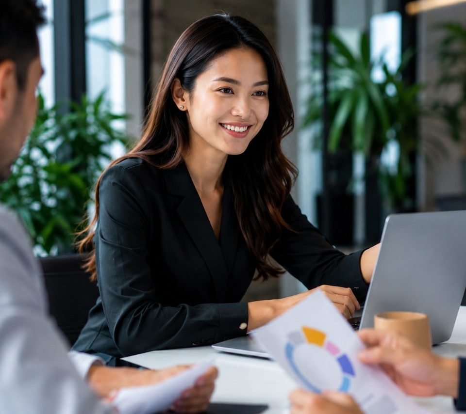 Co-Create consultant reviewing business growth data with a client
